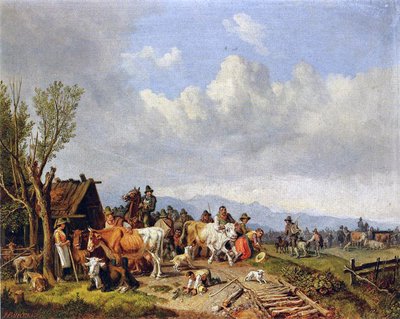 The Cattle Market by Heinrich Burkel